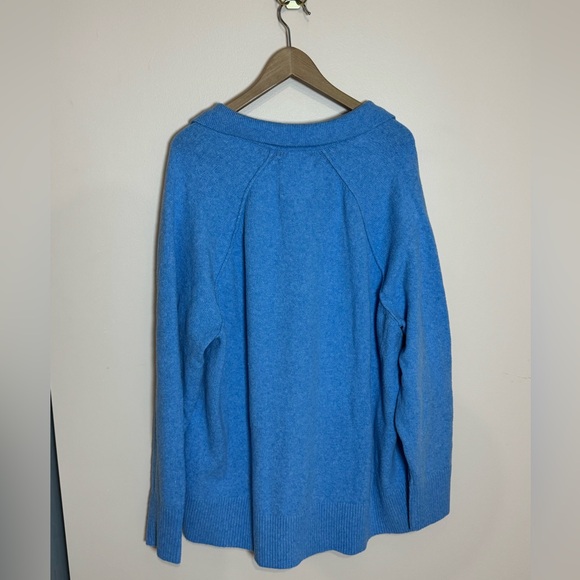 Aerie Oversized Blue unREAL V-Neck Baggy Collared Polo Sweater - Large - Picture 14 of 16